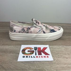 Vans New Slip-On SF Floral Dye Skate Shoes Multi/Marshmallow
